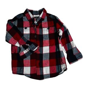 The Children's Place Red and Black Plaid Button Down Shirt